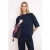 TRENDYOLMİLLA Dames Donkerblauw Effen Driekwart mouw Oversized T-shirts
