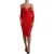 Gerepte Mesh Midi-jurk Rode Lange Mouwen Jurk