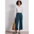 Street One Dames Wide Legs broek met riem en leoprint in Turkoois