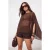 TRENDYOLMİLLA Dames Bruin Stippen Mouwloos Oversized Blouses
