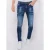 Paint Splatter Ripped Jeans Heren – Slim Fit -1075- Blauw