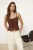 TRENDYOLMİLLA Dames Bruin Effen Mouwloos Getailleerd Blouses