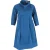 Jil Sander jurk met hoge kraag, 3/4 mouwen en tot de knie, in marineblauw katoen.
