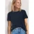 Street One Dames Een basic Shirt met gebreide look en ronde hals in Blauw