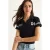 Geprinte Polo Kraag Aansluitende Korte T-Shirt