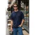 TRENDYOL MAN Heren Donkerblauw Geborduurd Kort Oversized T-shirts