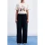 FRNCH wide leg geruite broek – donkerblauw