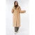 EsQualo Coat Shawl Collar Fake Fur Camel