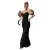 Vrouwen jurk met pofmouwen Goddiva Jacquard