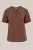 WE Fashion – Dames jersey T-shirt met plooidetail en glittergaren – Curve – Regular fit – Bruin – Viscose – Plus Size