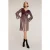 Motivi Pleated Effect Lurex Knit Striped Dress Burgundy
