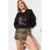 Leopardprint Geborduurde Ronde Hals Sweatshirt