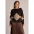 Yest Curve Plus Size off shoulder gebreide geruite trui met wol – donkerbruin/beige