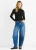 Zwarte top met hoge hals, jersey en kanten lange mouwen