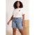 Trendyol Curve Dames Ecru Rugprint Kort Oversized Grote maten T-shirts