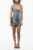 Denim mini-jurk met sweetheart-halslijn in blauw