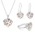 Orphelia ‘Afia’ Dames 925 Sterling Zilveren Set: Ketting + Oorbellen + Ring – Zilver/Roze SET-7474
