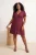 Trendyol Curve Dames Bordeaux Bloemen Kort / Mini Kort Casual Skater Grote maten Jurk