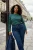 Trendyol Curve Dames Groen Gestreept Lang Regular fit Grote maten T-shirts
