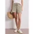Street One Dames Mid Waist shorts van neteldoek in Beige