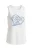 Witte mouwloze top met blauwe print “Shirts We Love”