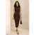 TRENDYOLMİLLA Dames Bruin Effen Midi Mouwloos Zakelijk Bodycon Jurken