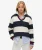 Oversized Kabeltrui met V-hals en Strepen Blauw