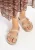 Wittchen Dames leren slippers met decoratieve bandjes, beige, natuurlijk leer