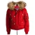 Dsquared2, rode bomber parka met bontkraag.