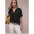 Street One Dames Blouse met korte mouwen in mousseline kwaliteit in Zwart