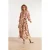 Smashed Lemon Midi jurk met bloemenprint in bruin en beige en ceintuur |