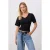 TRENDYOLMİLLA Dames Zwart Effen Driekwart mouw Getailleerd T-shirts