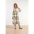 Smashed Lemon Crème midi jurk met ornament print en tailleceintuur |