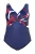 Ulla Popken Badpak  donkerblauw / rood / merlot / wit