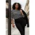 Trendyol Curve Dames Zwart Gestreept Lang Regular fit Grote maten T-shirts