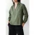 French Connection Linen Blend Vee Placket Top Khaki