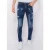 Men’s Paint Splatter Stonewashed Jeans – Slim Fit -1077- Blauw