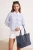 TRENDYOLMİLLA Dames Blauw Gestreept Lang Boxy Overhemden