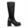 Windsorsmith Dames Zwarte Kunstleren Kniehoge Platform Hak Laarzen – Niche