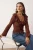 TRENDYOLMİLLA Dames Bruin Effen Lang Getailleerd Blouses