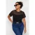 Trendyol Curve Dames Zwart Effen Kort Getailleerd Grote maten Blouses