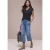 Street One Dames Shirt met overhangende schouders en V-hals in Blauw
