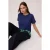 TRENDYOLMİLLA Dames Donkerblauw Effen Kort Regular fit T-shirts