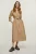 Beige linnen stijl midi jurk met ceintuur