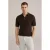 WE Fashion linnen regular polo gebreid donkerbruin