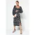 Damesjurken met geometrische en mosterdprint, midi-lengte, casual, normale pasvorm