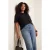 Trendyol Curve Dames Zwart Effen Kort Regular fit Grote maten T-shirts