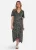 Khaki dierenprint viscose wikkel midi jurk