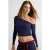 TRENDYOLMİLLA Dames Donkerblauw Effen Lang Getailleerd Blouses