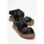 Lunas Leer Side-Zip Plat Hak Sandaal